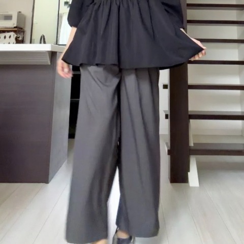 レディース　ラップ風タックワイドパンツ（miyo）