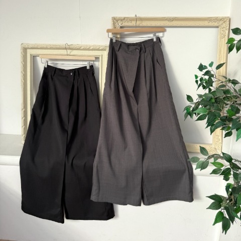 レディース　ラップ風タックワイドパンツ（miyo）