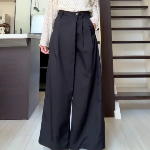 レディース　ラップ風タックワイドパンツ（miyo）