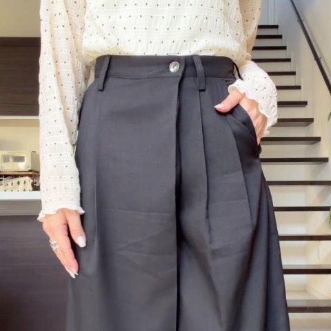 レディース　ラップ風タックワイドパンツ（miyo）