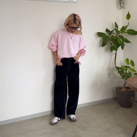 レディース　フロッキーデニムパンツ（anna）