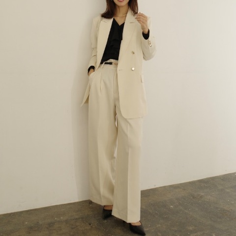 レディース　タックワイドパンツ(chihiro)