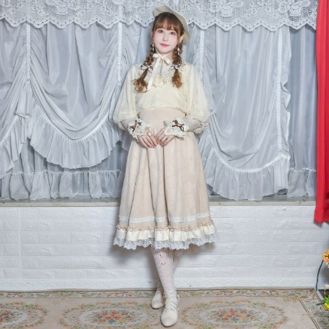 レディース　配色花柄ジャカードスカート（愛野えり）