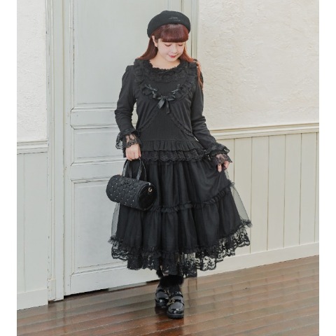 レディース　花柄×リボンプリントリバーシブルスカート（青木美沙子）