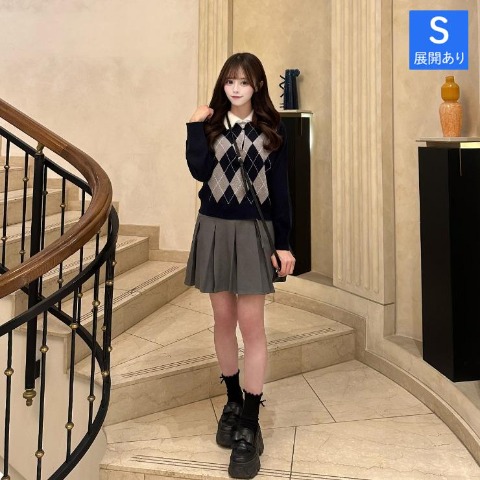 レディース　ダブルベルトデザインプリーツミニスカート（さやぽん）