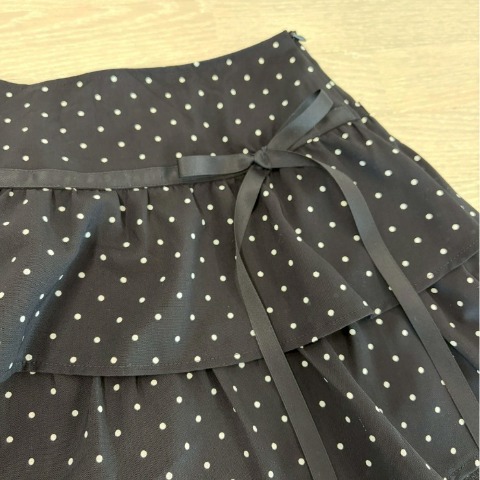 レディース　ドット柄ティアードミニスカート（さやぽん）