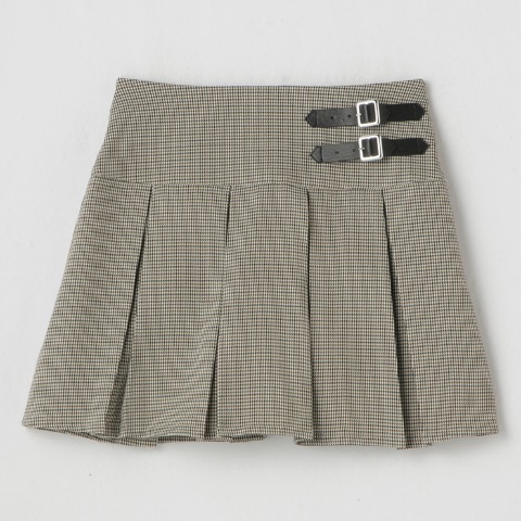 レディース　チェック柄プリーツミニスカート（瞬間seju)