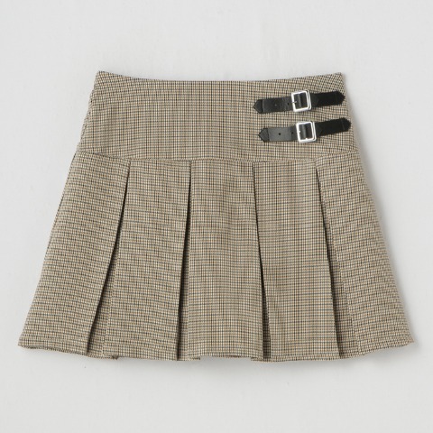 レディース　チェック柄プリーツミニスカート（瞬間seju)