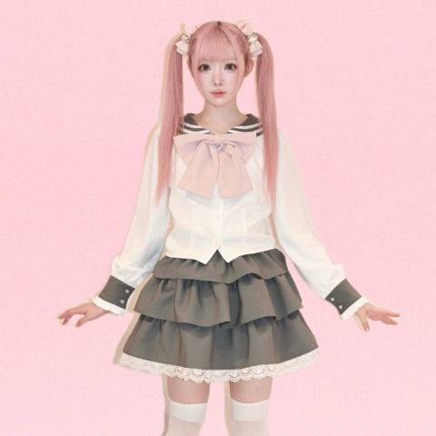 レディース　ティアードミニスカート（桃饅頭ちゃん）