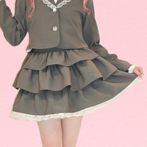 レディース　ティアードミニスカート（桃饅頭ちゃん）