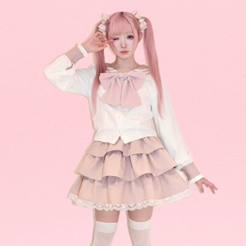 レディース　ティアードミニスカート（桃饅頭ちゃん）