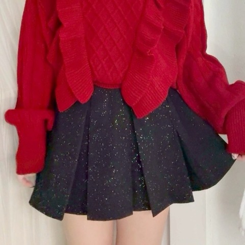 レディース　ラメプリーツミニスカート（ERIKA）