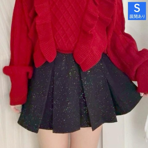 レディース　ラメプリーツミニスカート（ERIKA）