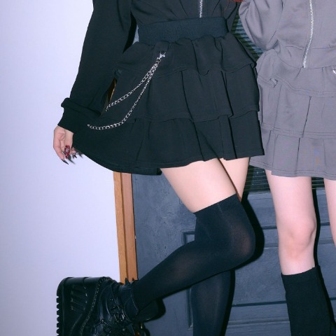 レディース　チェーン付きティアードスカート（RaRaJaM）