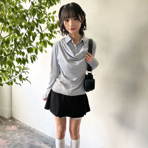 レディース　裾レースプリーツスカート（ハニカム）