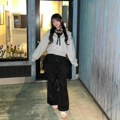 レディース　腰巻きラップフリルスカート（桃華姉妹）