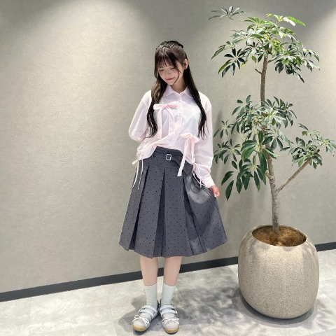 レディース　ベルト付きプリーツスカート（桃華姉妹）