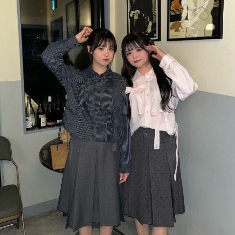 レディース　ベルト付きプリーツスカート（桃華姉妹）