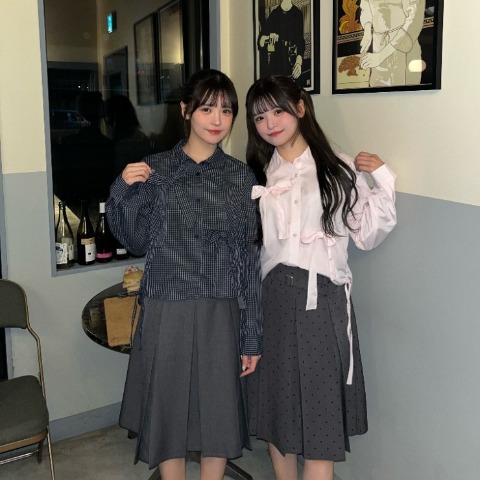 レディース　ベルト付きプリーツスカート（桃華姉妹）