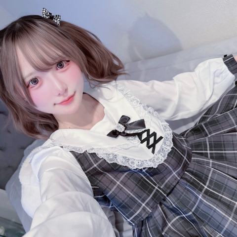 レディース　レースアップフリル衿チェック柄ワンピース（サノカナメ）