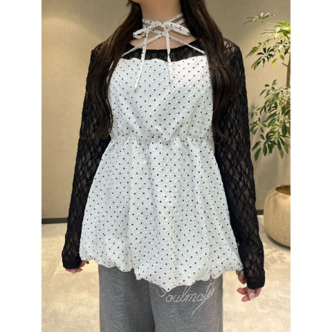 レディース　ドット柄バルーンチュニック（桃華姉妹）