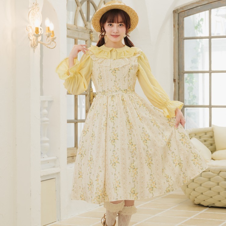 送料無料 Chalmiere ブリリアントジャンパースカート ミント 原宿限定色 Chalmiereさん🎀 《ブリリアントローズジャンパースカート》に、春満開