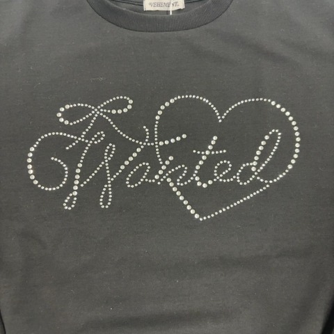 レディース　ラインストーンロゴプルオーバー（きゅるりんってしてみて）