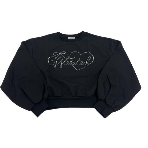 レディース　ラインストーンロゴプルオーバー（きゅるりんってしてみて）