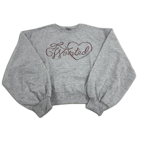 レディース　ラインストーンロゴプルオーバー（きゅるりんってしてみて）