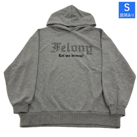 レディース　ラインストーンロゴチュニックプルオーバー（きゅるりんってしてみて）