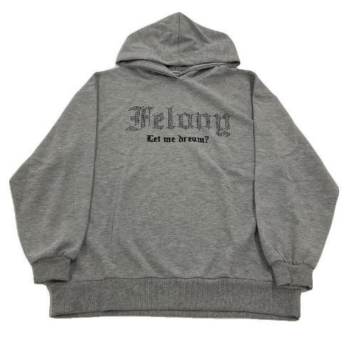 レディース　ラインストーンロゴチュニックプルオーバー（きゅるりんってしてみて）