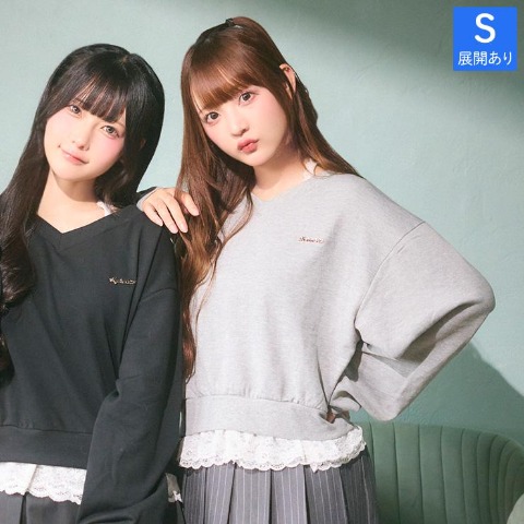 レディース　レース使いプルオーバー（きゅるりんってしてみて）