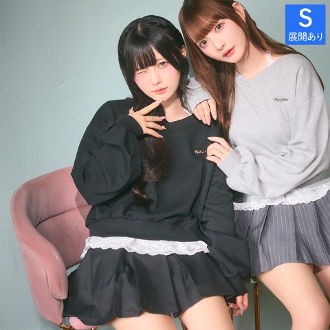 レディース　レース使いプルオーバー（きゅるりんってしてみて）