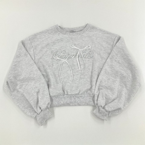 レディース　ラインストーンロゴリボンプルオーバー（きゅるりんってしてみて）