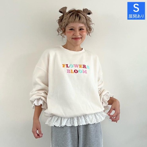 レディース　カラフルロゴ刺繍レース使いプルオーバー（ayano）