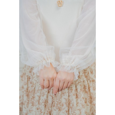 レディース　袖シアーフリルプルオーバー(青木美沙子)