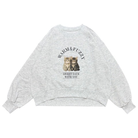 レディース　ネコプリントリボン刺繍プルオーバー（ERIKA）