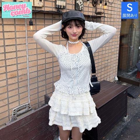 レディース　ドットキャミソール＋チョーカー（ハニカム）