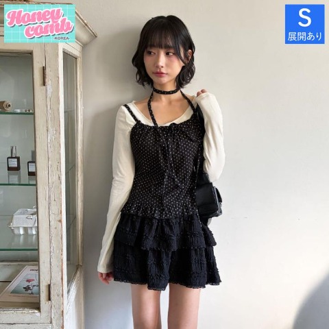 レディース　ドットキャミソール＋チョーカー（ハニカム）