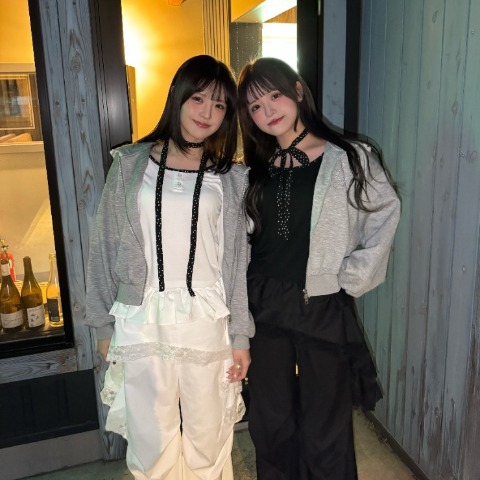 レディース　ドット柄タイ付きプルオーバー（桃華姉妹）