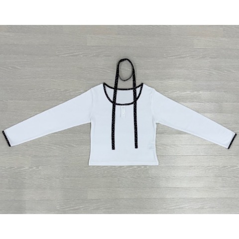 レディース　ドット柄タイ付きプルオーバー（桃華姉妹）