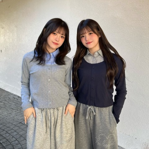レディース　シャツ襟レイヤードプルオーバー（桃華姉妹）