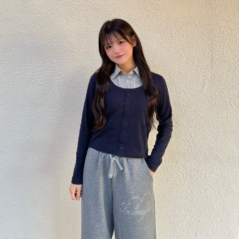 レディース　シャツ襟レイヤードプルオーバー（桃華姉妹）