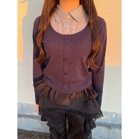 レディース　シャツ襟レイヤードプルオーバー（桃華姉妹）