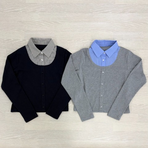 レディース　シャツ襟レイヤードプルオーバー（桃華姉妹）