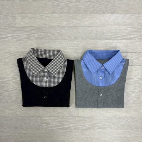 レディース　シャツ襟レイヤードプルオーバー（桃華姉妹）