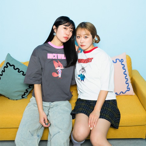 レディース　リンガー配色プルオーバー（中島姉妹/Disney）