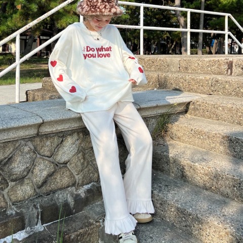 レディース　配色メローフリルパンツ（ayano）