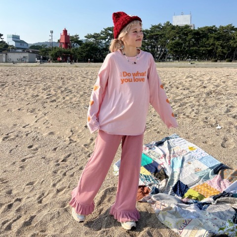 レディース　配色メローフリルパンツ（ayano）