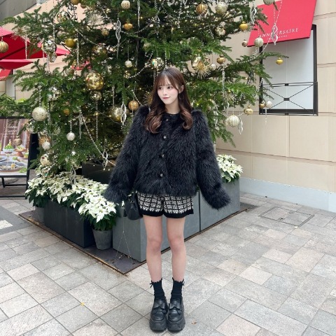 レディース　ツイード柄ラメニットショートパンツ（さやぽん）